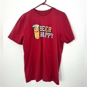 Life is Good T-Shirt Men’s M Red Beer Happy Tee 100% Cotton Short Sleeve